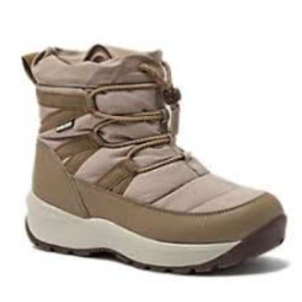 Lands' End Tan and Cream Winter Rain Boots with Toggle Closure